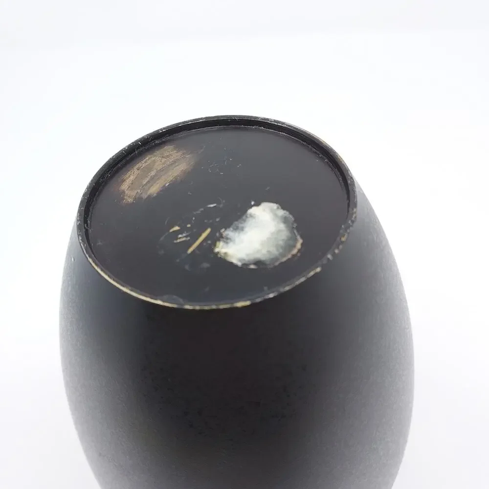 Brass Enamel Vase Origami Crane Mon Tempo Motif Black Gold 6.5